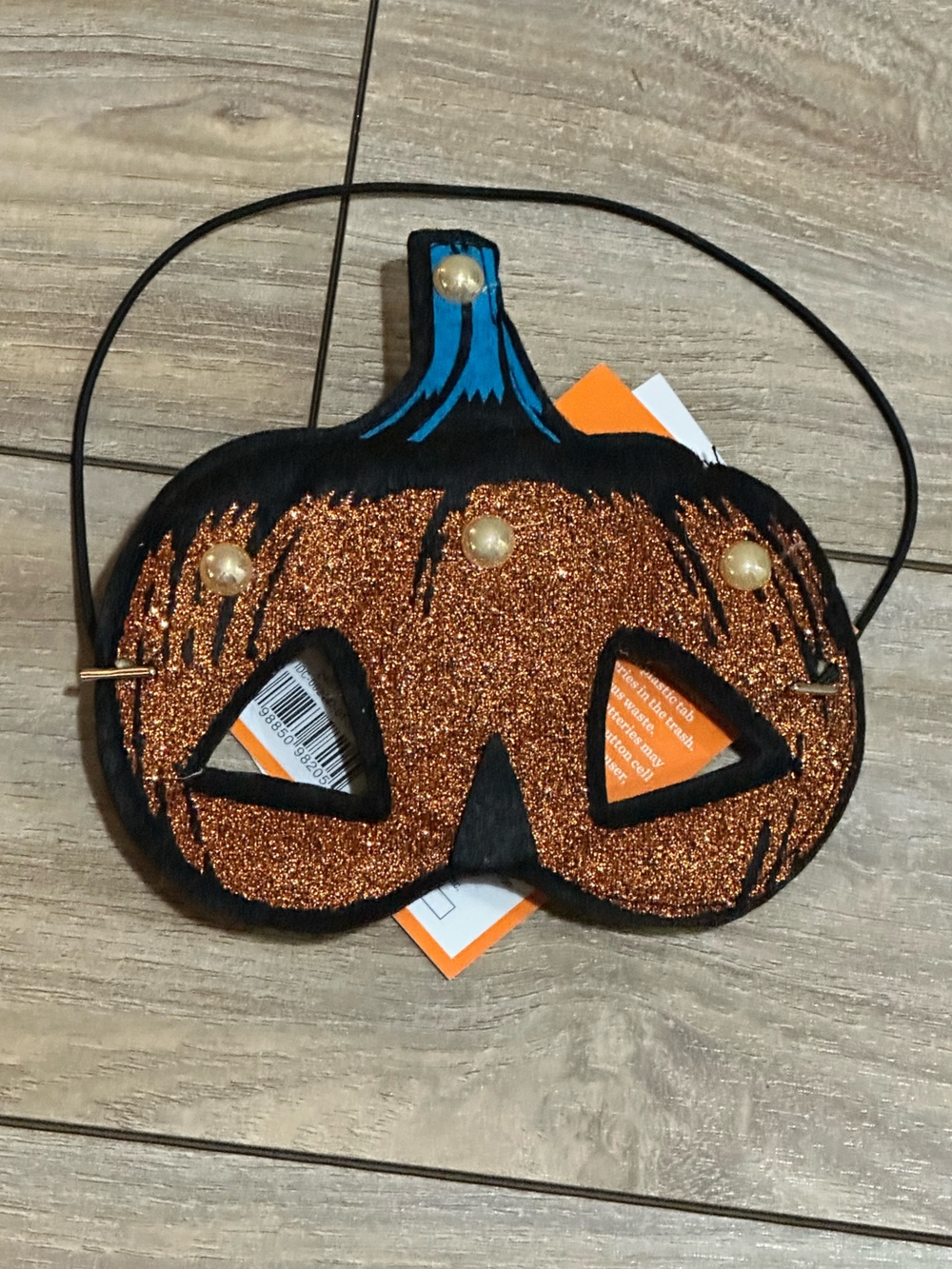 Kids light up Glitter Pumpkin Eye Mask - Orange & Black Halloween Accessory